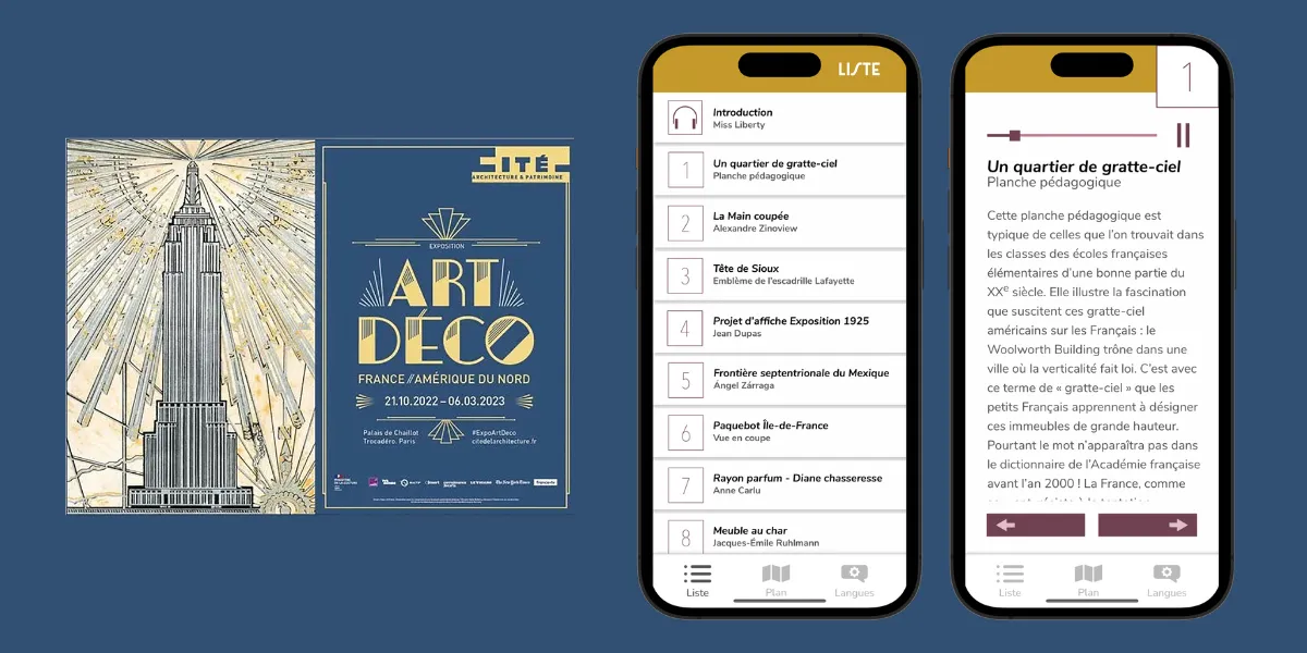 Audioguide Art Déco réalisé par les équipes de la Cité de l’Architecture et du Patrimoine avec PandaSuite