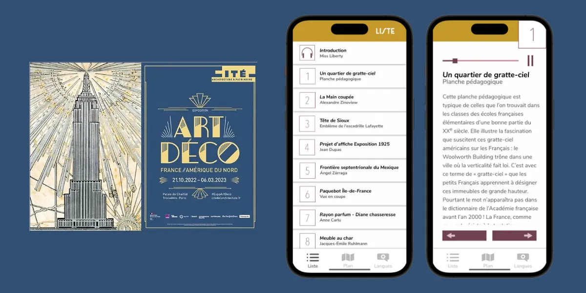 Art Deco audioguide created by the Cité de l’Architecture et du Patrimoine with PandaSuite