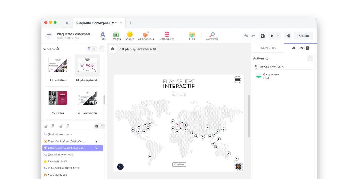 L'interface de PandaSuite Studio pour créer du storytelling digital