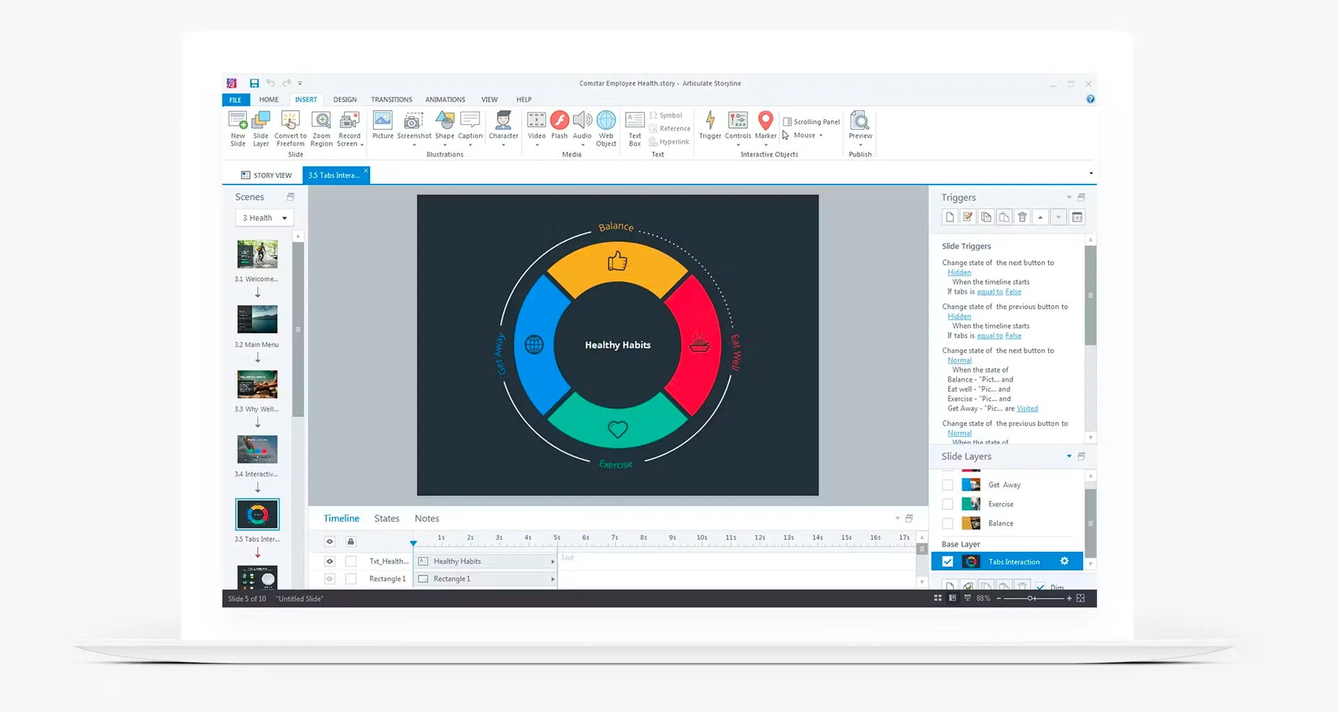 L’interface de l’outil Articulate 360