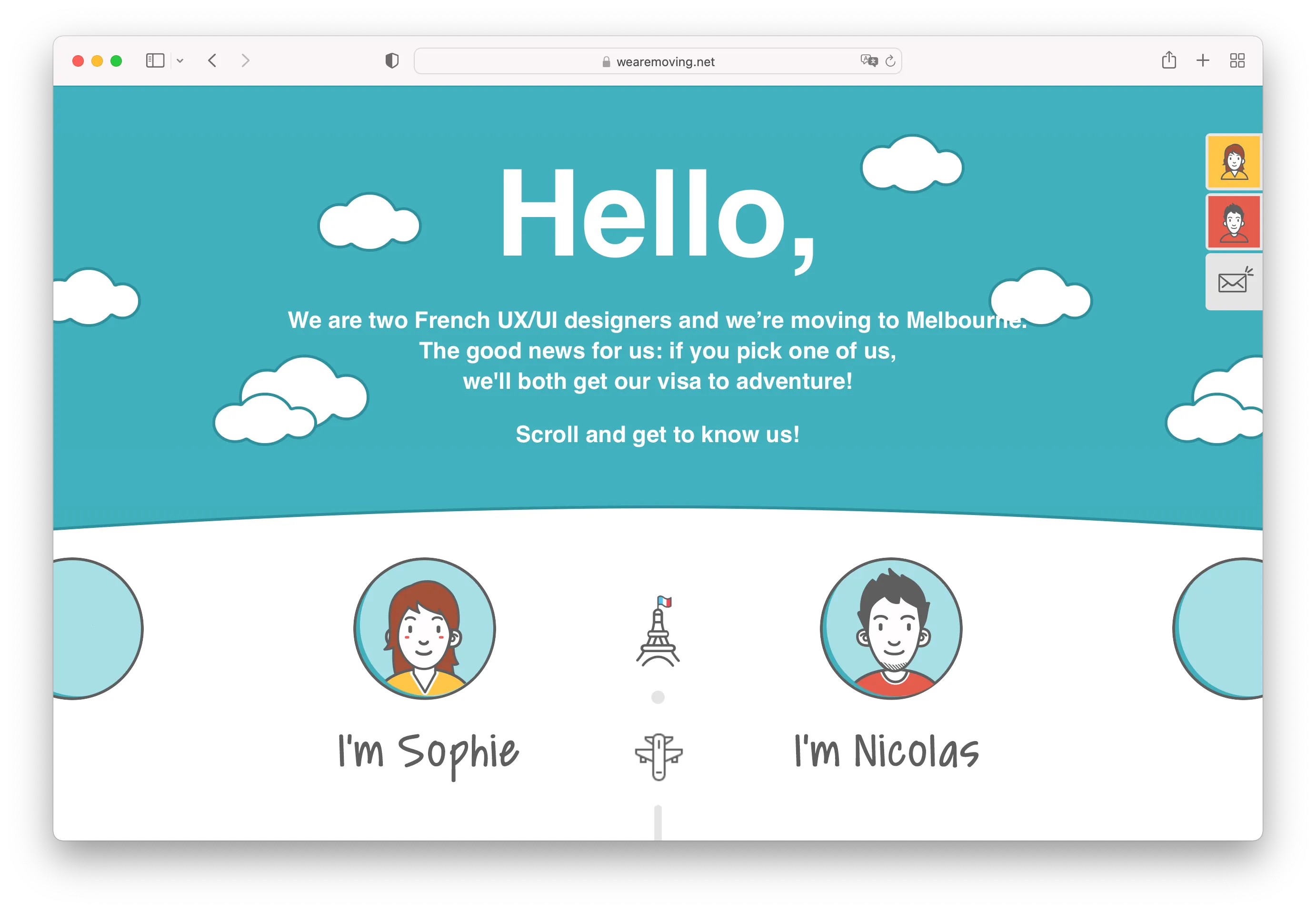 Sophie et Nicolas ont réalisé ce CV interactif avant leur départ