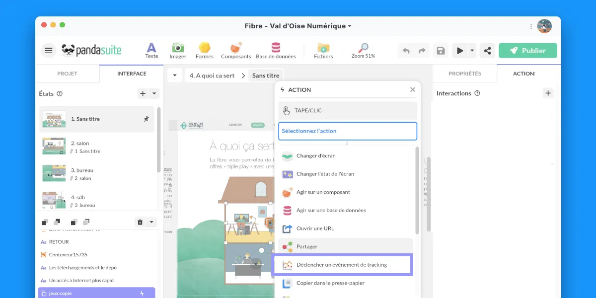 La nouvelle action : Déclencher un événement de tracking