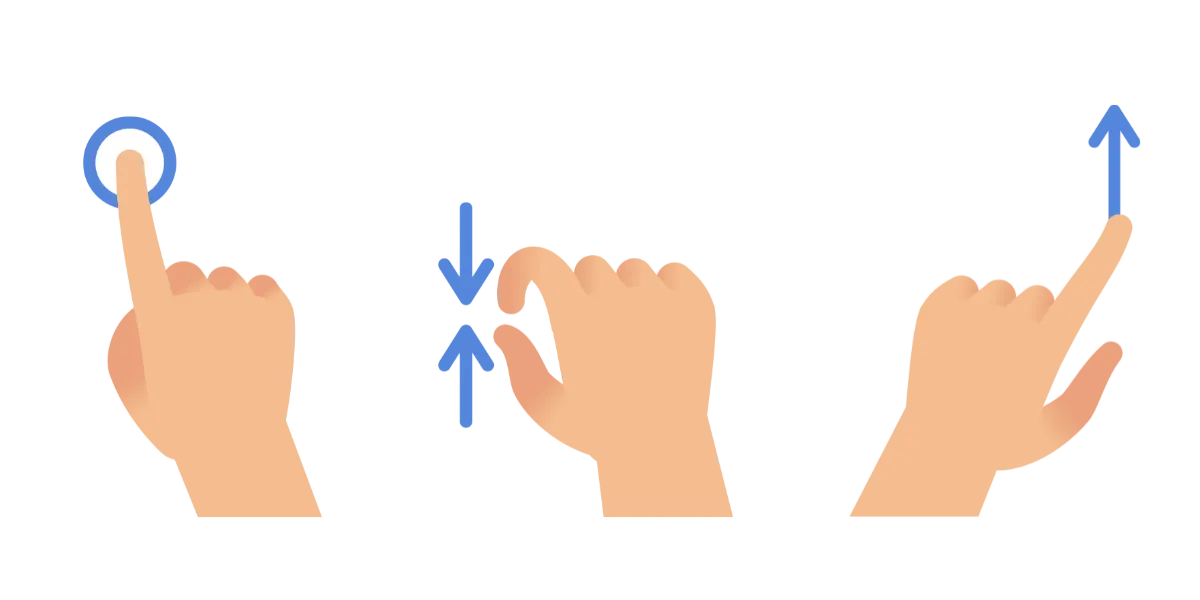 Une illustration de plusieurs gestes déclencheurs
