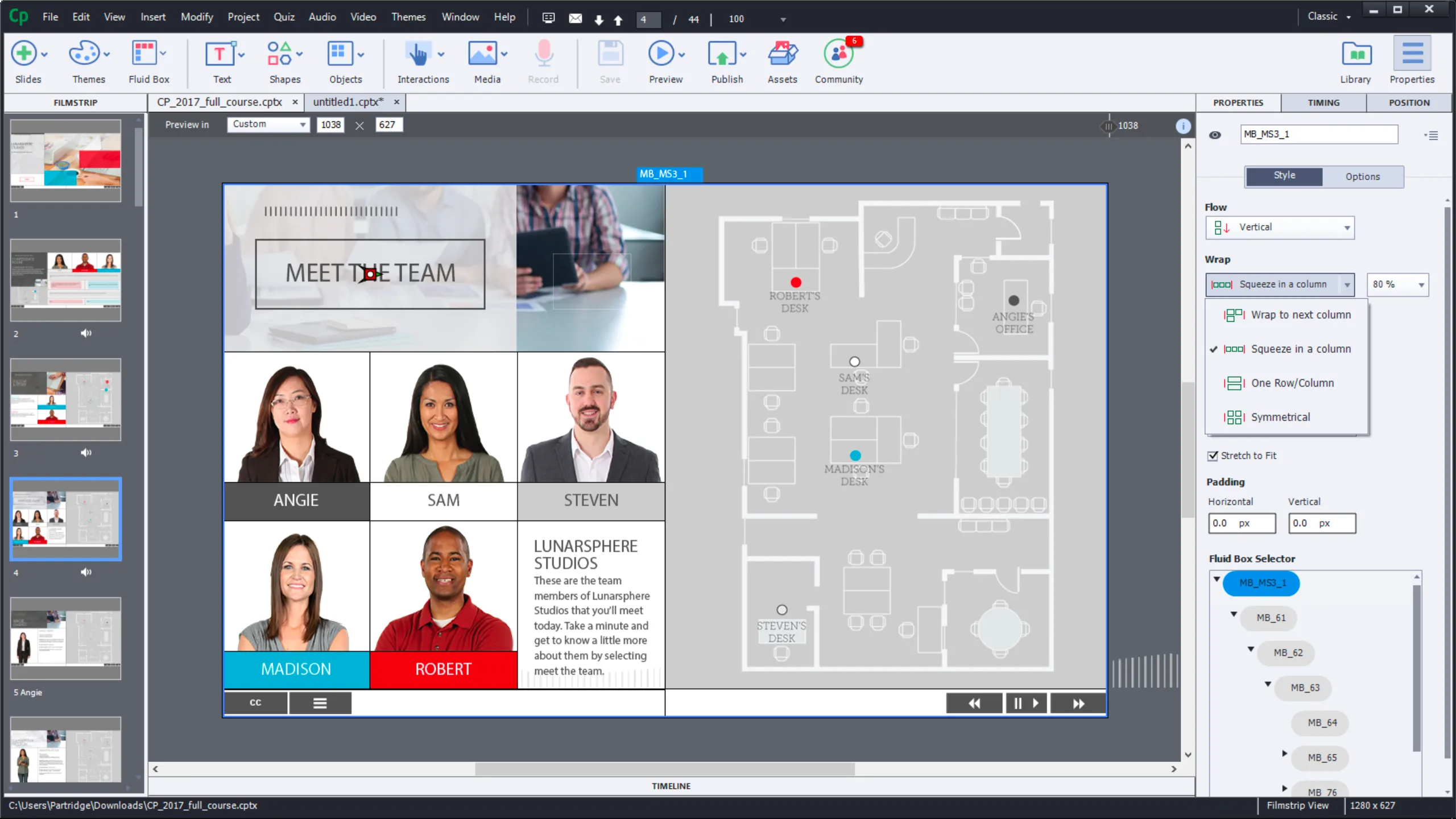 L’interface de l’outil Adobe Captivate