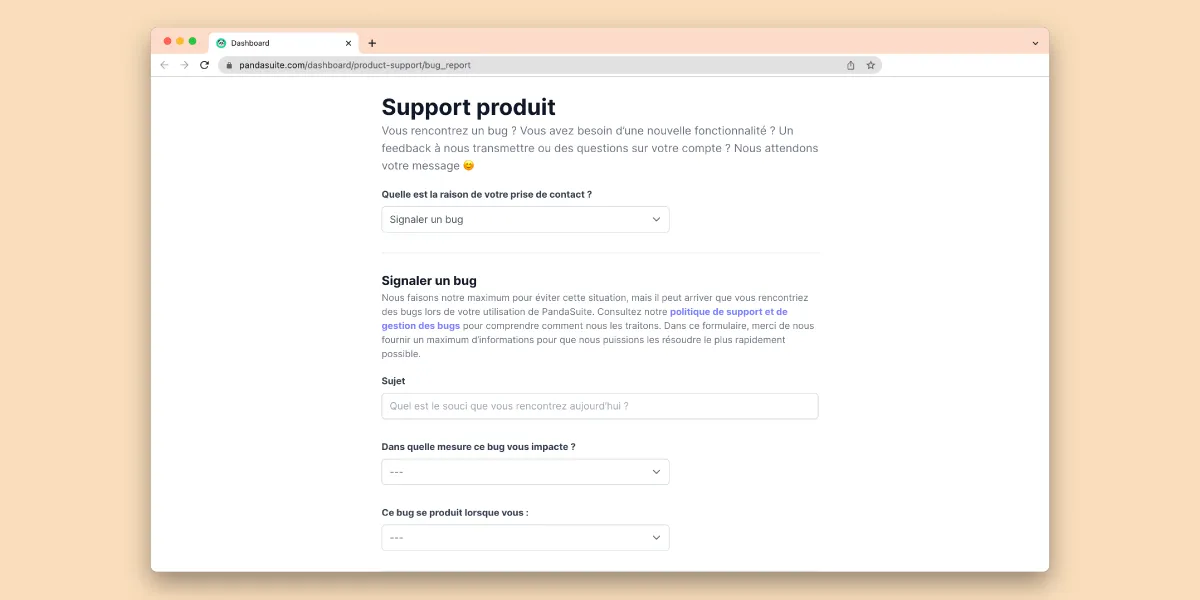 Nouveau formulaire support produit