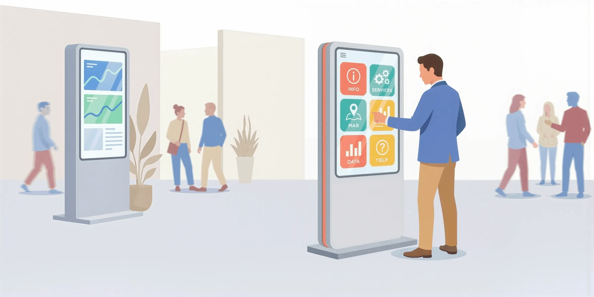 Discover the main families of interactive kiosk software and how to compare them according to your needs.