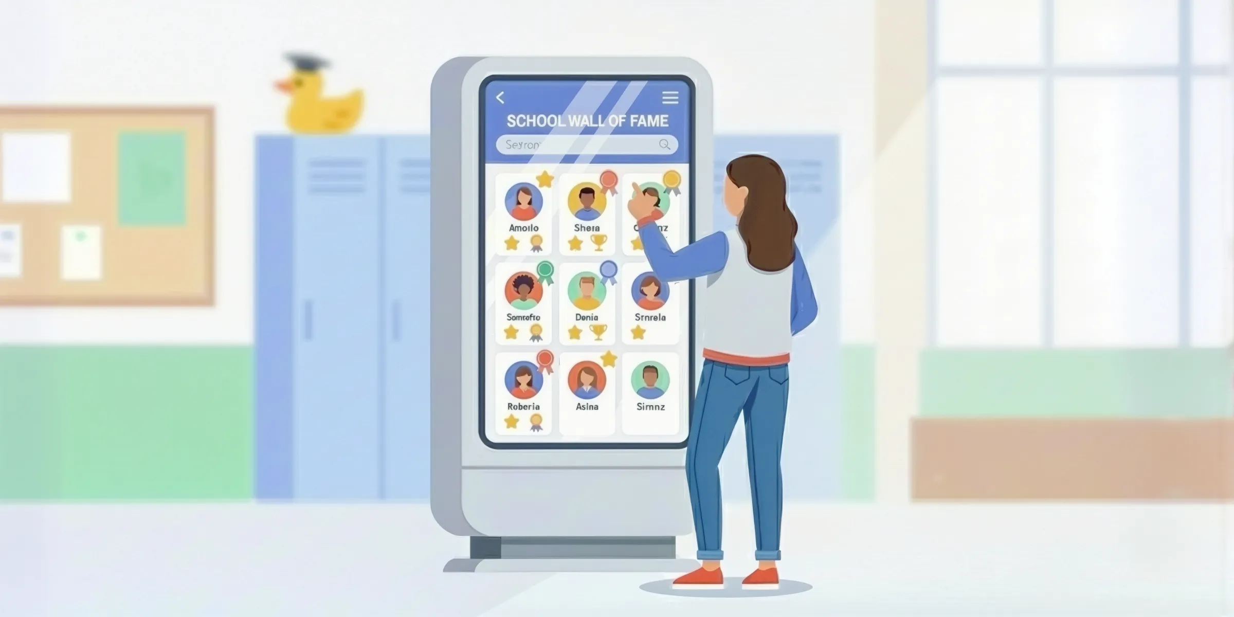 Créez un digital hall of fame interactif sans coder avec PandaSuite. Valorisez talents et réussites sur écran tactile, tablette ou web.