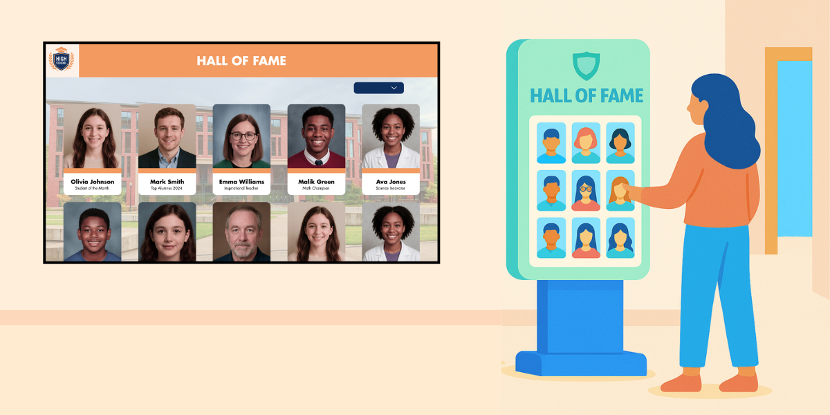 Créez un digital hall of fame interactif sans coder avec PandaSuite. Valorisez talents et réussites sur écran tactile, tablette ou web.