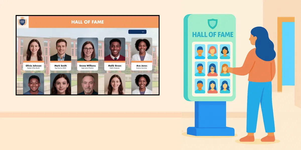 Créez un digital hall of fame interactif sans coder avec PandaSuite. Valorisez talents et réussites sur écran tactile, tablette ou web.