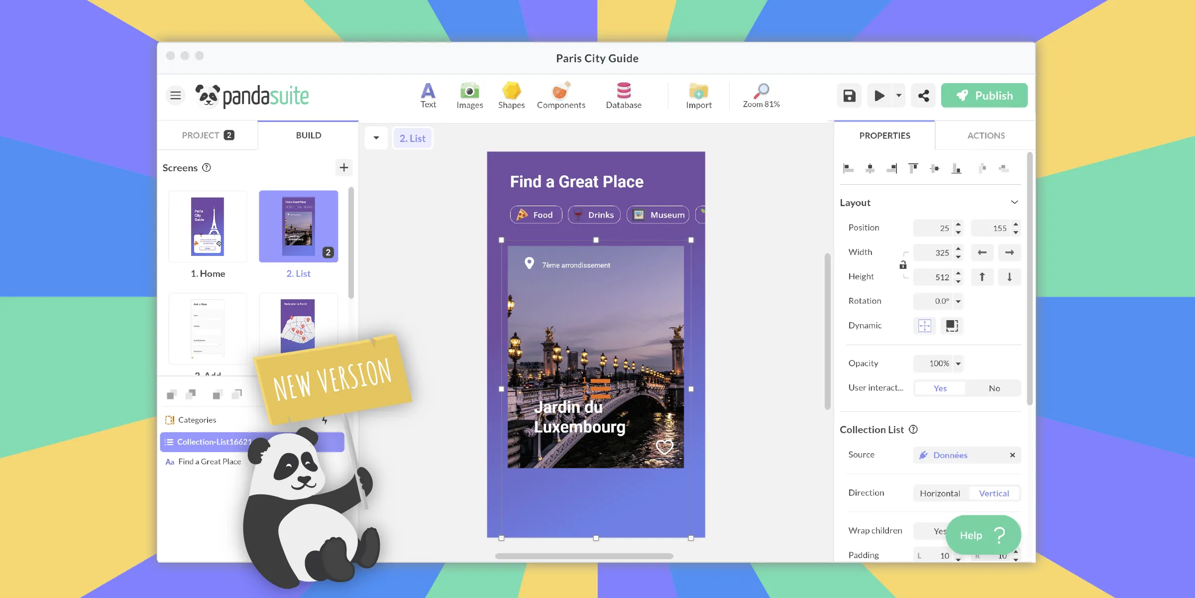 Explorez le pouvoir des données et créez une application encore plus dynamique, puissante et connectée avec la nouvelle version de PandaSuite Studio. Découvrez la plus grosse mise à jour de PandaSuite depuis notre lancement en 2015.