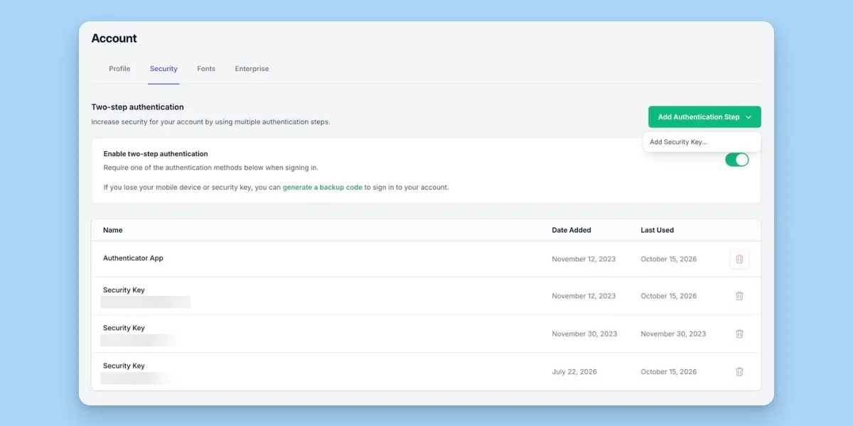 Discover the new features of PandaSuite: enhanced security for your account with two-factor authentication and session management.