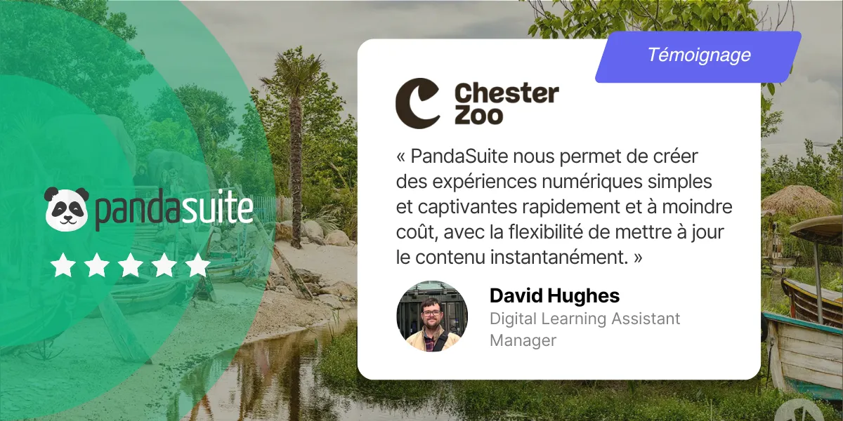Chester Zoo utilise PandaSuite pour créer en interne des expériences interactives simples, modulables et rapides à mettre à jour afin d’engager leurs visiteurs.