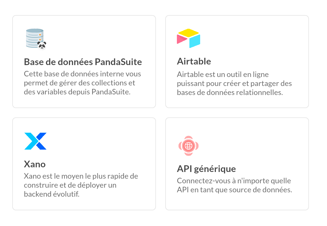 Sources de données dans PandaSuite