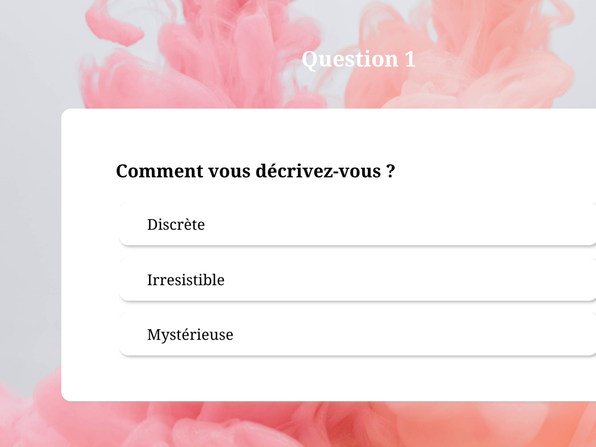 Capture d'écran d'un test de personnalité réalisé avec PandaSuite